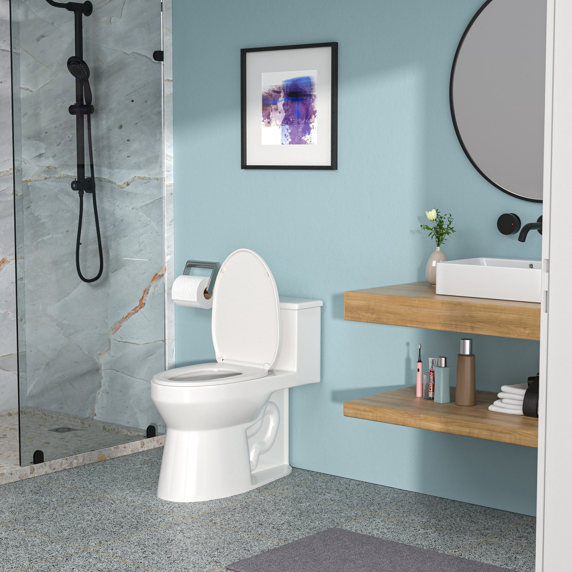 Ceramic One Piece Toilet,Single Flush with Soft white-ceramic