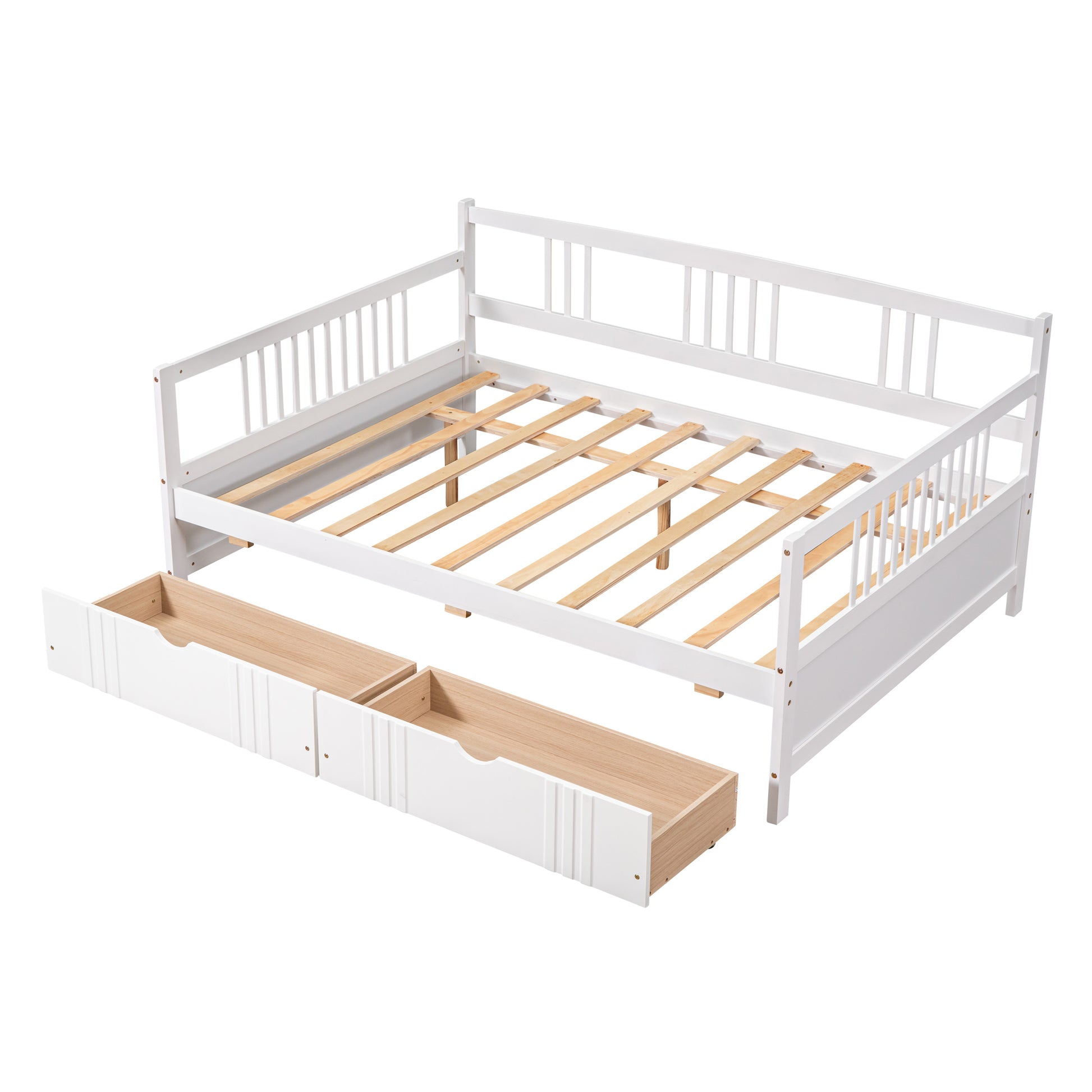 Full Size Daybed Wood Bed With Two Drawers,White Old Sku:Lp000058Aak White Solid Wood