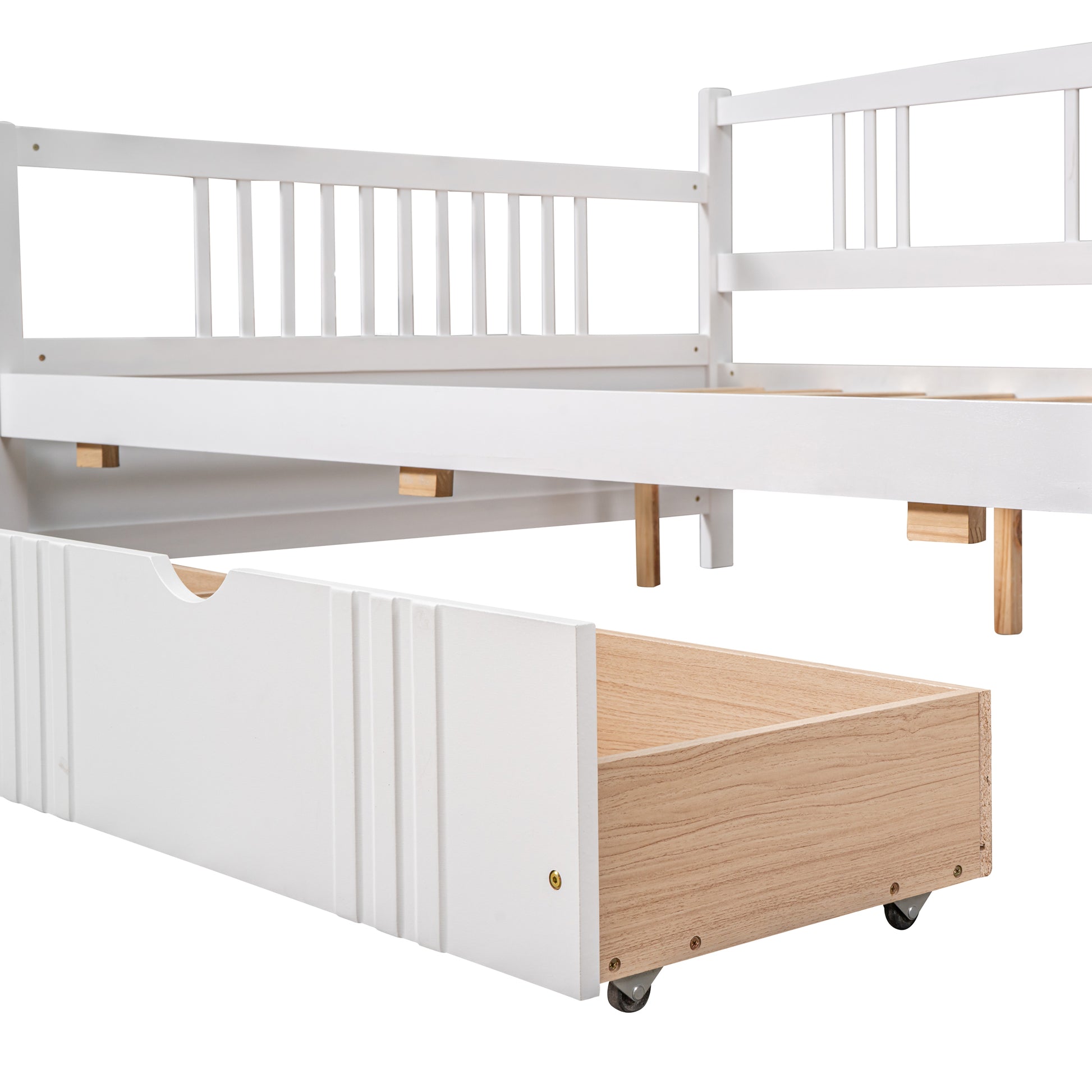 Full Size Daybed Wood Bed With Two Drawers,White Old Sku:Lp000058Aak White Solid Wood