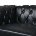 83.66 Inch Width Traditional Square Arm Removable Cushion 3 Seater Sofa Black Pu