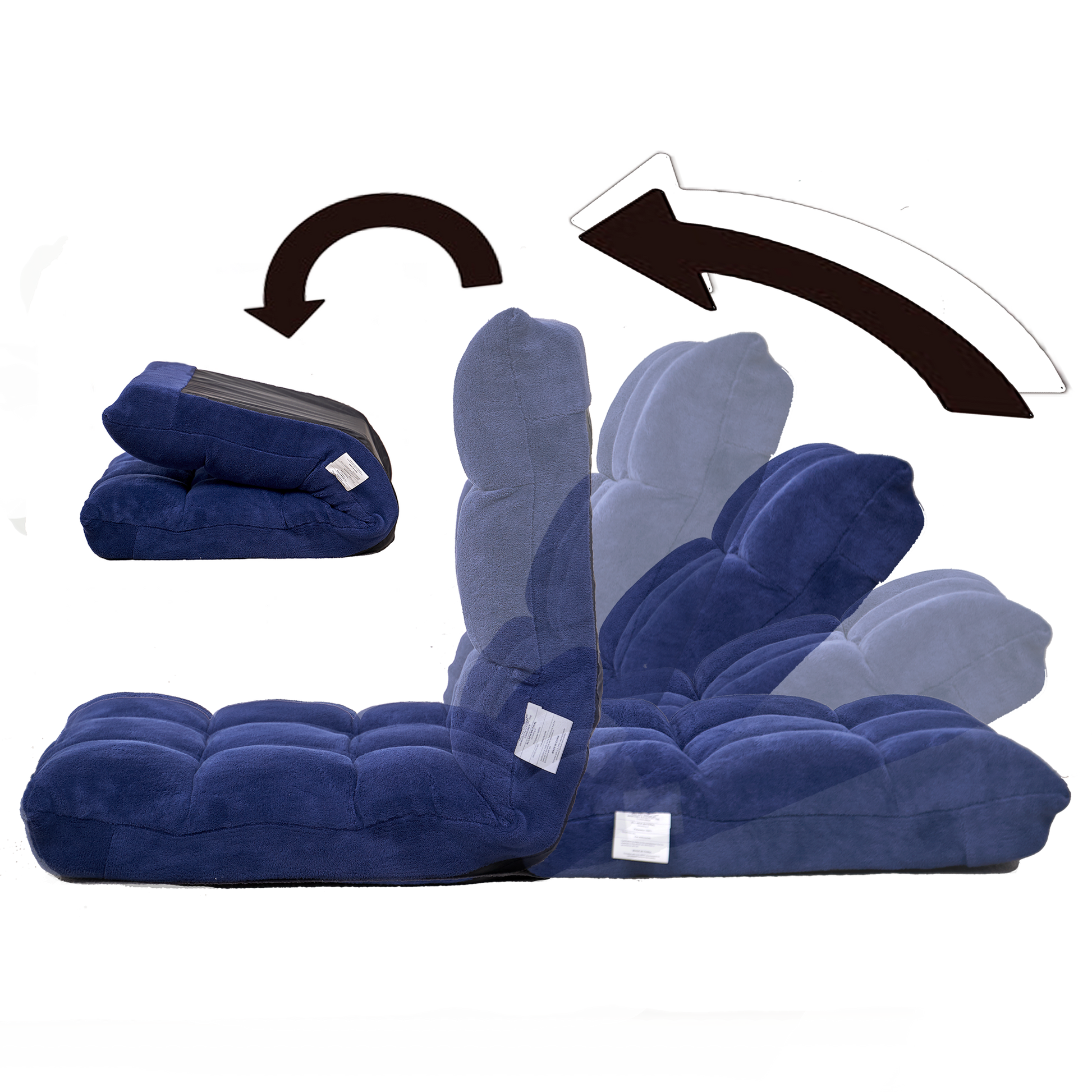 Modern Folding Lounge Chaise For Living Room And Bedroom,5 Reclining Position, Djustable Foldable Modern Leisure Sofa Video Gaming Sofa Navy Cotton Metal