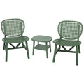 3 Pieces Hollow Design Retro Patio Table Chair Set All Weather Conversation Bistro Set Outdoor Table With Open Shelf And Lounge Chairs With Widened Seat For Balcony Garden Yard Green Green Polypropylene