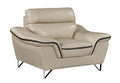 Genuine Leather Chair Beige Foam Leather