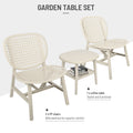 3 Pieces Hollow Design Retro Patio Table Chair Set All Weather Conversation Bistro Set Outdoor Table With Open Shelf And Lounge Chairs With Widened Seat For Balcony Garden Yard White White Polypropylene