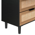 6 Drawers Rattan Dresser Rattan Drawer, Bedroom,Living Room Black Black Particle Board