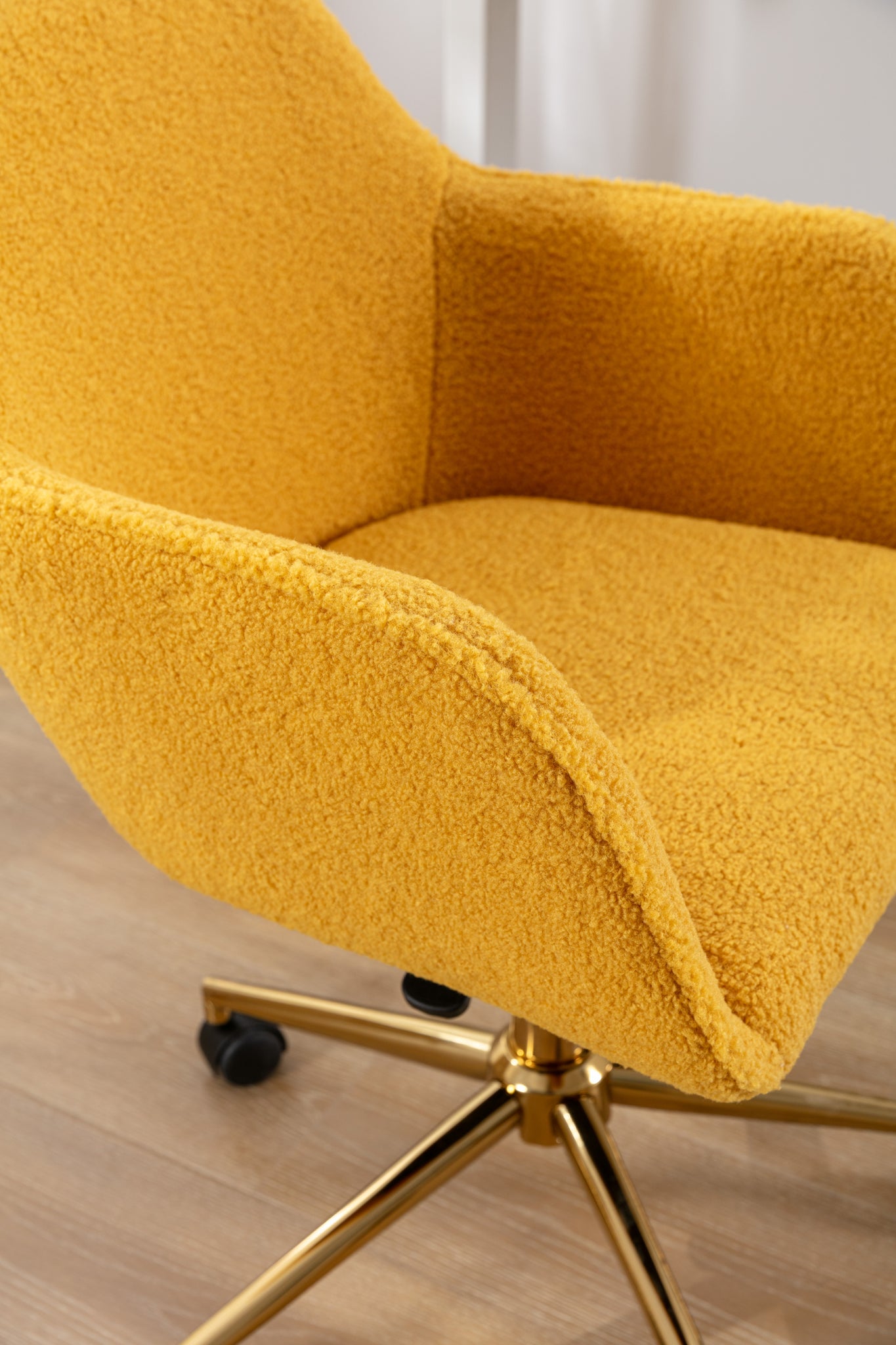 Modern Teddy Fabric Material Adjustable Height 360 yellow teddy-foam-upholstered
