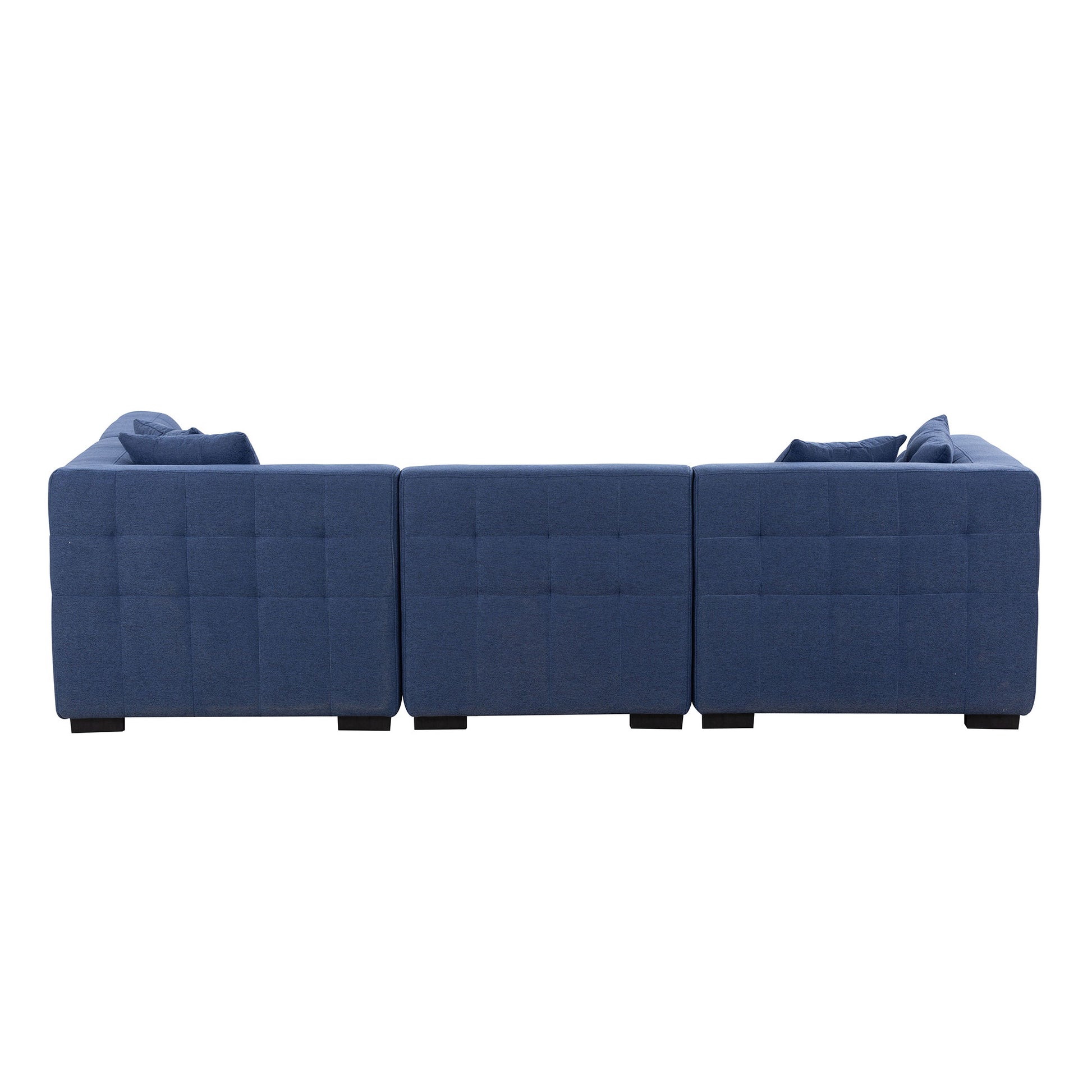 Sectional Sofa With Ottoman Diy Combination Sofa Blue Dark Blue Fabric