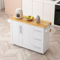 Kitchen Island Cart with 2 Door Cabinet and Three white-mdf