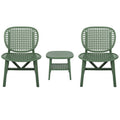 3 Pieces Hollow Design Retro Patio Table Chair Set All Weather Conversation Bistro Set Outdoor Table With Open Shelf And Lounge Chairs With Widened Seat For Balcony Garden Yard Green Green Polypropylene