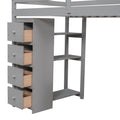 Twin Size Loft Bed With Storage Drawers ,Desk And Stairs, Wooden Loft Bed With Shelves Gray Gray Solid Wood