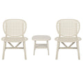 3 Pieces Hollow Design Retro Patio Table Chair Set All Weather Conversation Bistro Set Outdoor Table With Open Shelf And Lounge Chairs With Widened Seat For Balcony Garden Yard White White Polypropylene