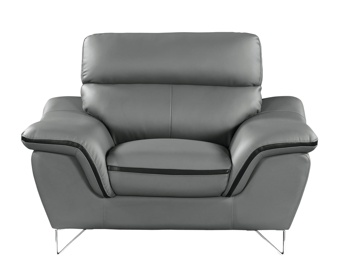 Genuine Leather Chair Gray Foam Leather