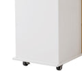 Kitchen Island Cart with 2 Door Cabinet and Three white-mdf