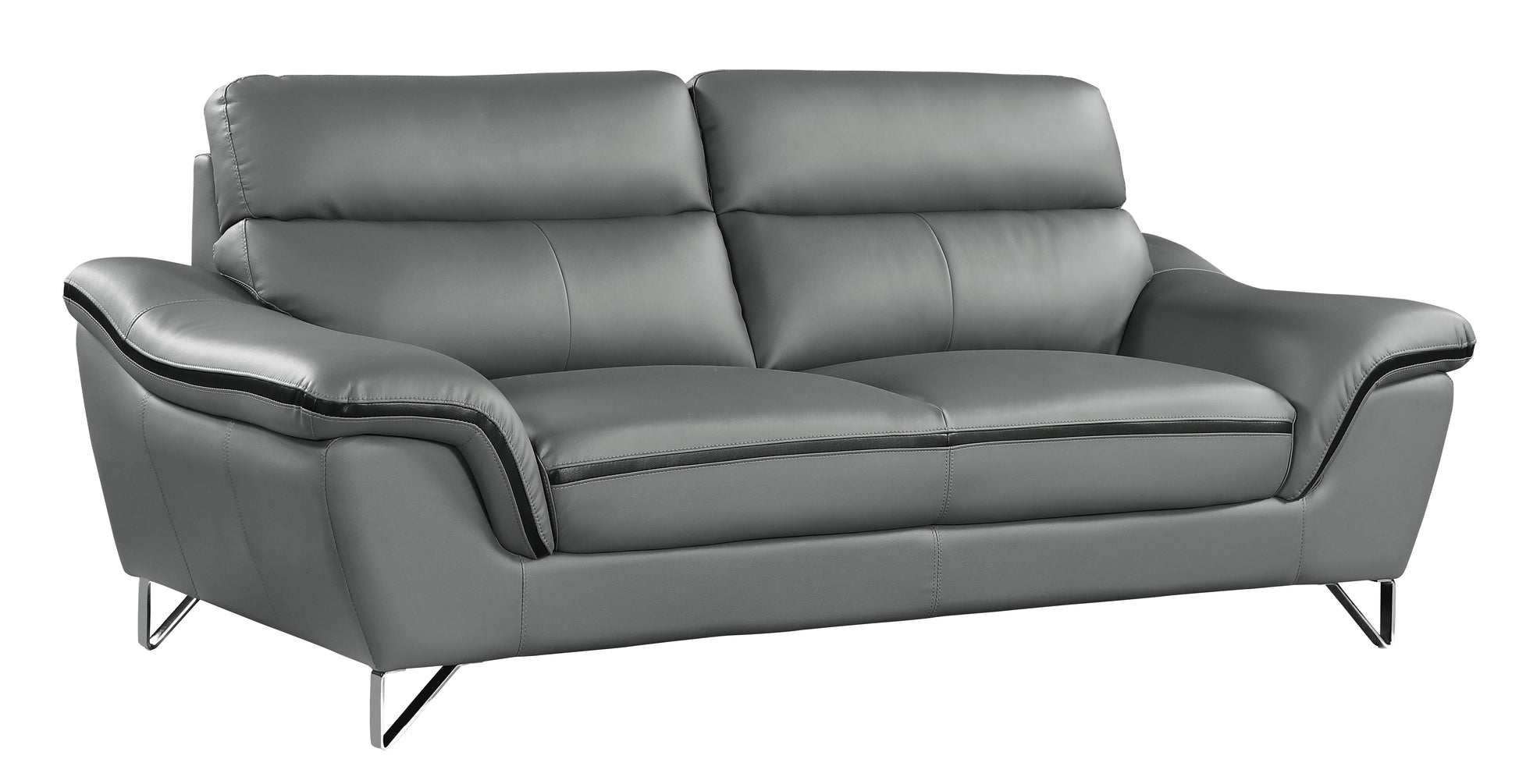 Genuine Leather Loveseat Gray Foam Leather