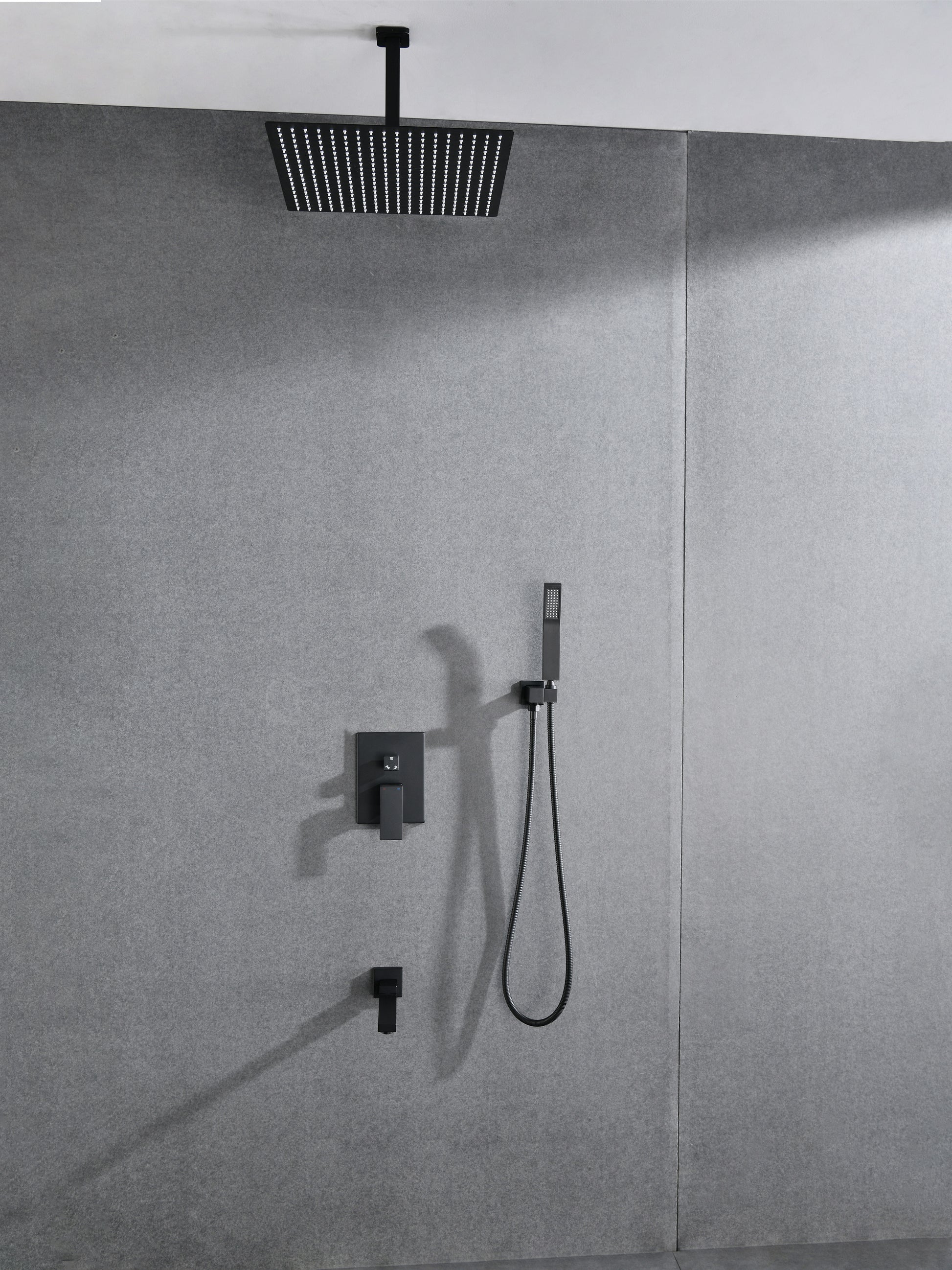 Ceiling Mounted Shower System Combo Set With Handheld And 16"Shower Head Brushed Nickel Stainless Steel