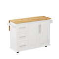 Kitchen Island Cart with 2 Door Cabinet and Three white-mdf