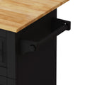 Kitchen Island Cart With 2 Door Cabinet And Three Drawers,43.31 Inch Width With Spice Rack, Towel Rack Black Black Mdf