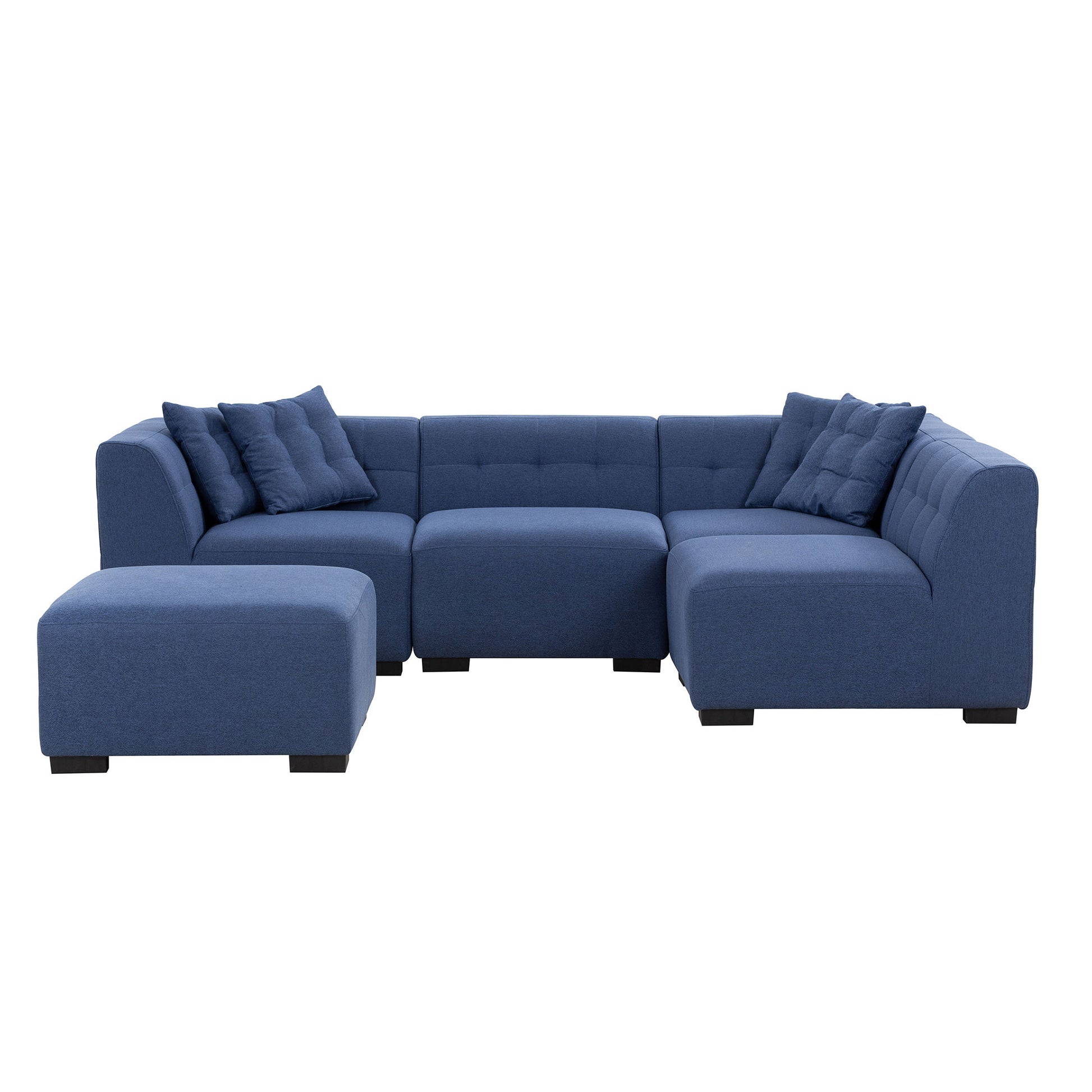 Sectional Sofa With Ottoman Diy Combination Sofa Blue Dark Blue Fabric