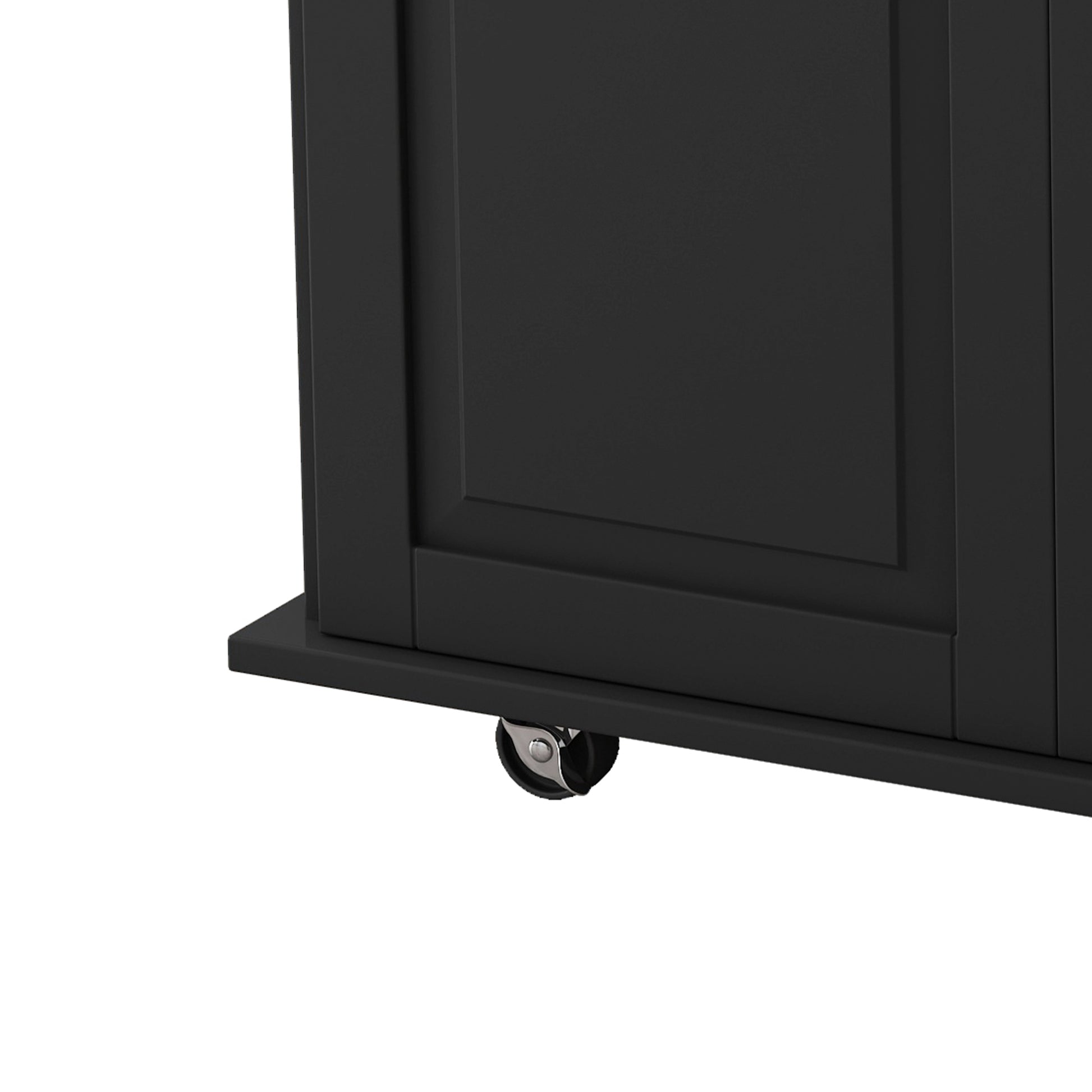 Kitchen Island Cart with 2 Door Cabinet and Three black-mdf