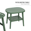 3 Pieces Hollow Design Retro Patio Table Chair Set All Weather Conversation Bistro Set Outdoor Table With Open Shelf And Lounge Chairs With Widened Seat For Balcony Garden Yard Green Green Polypropylene