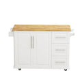 Kitchen Island Cart with 2 Door Cabinet and Three white-mdf