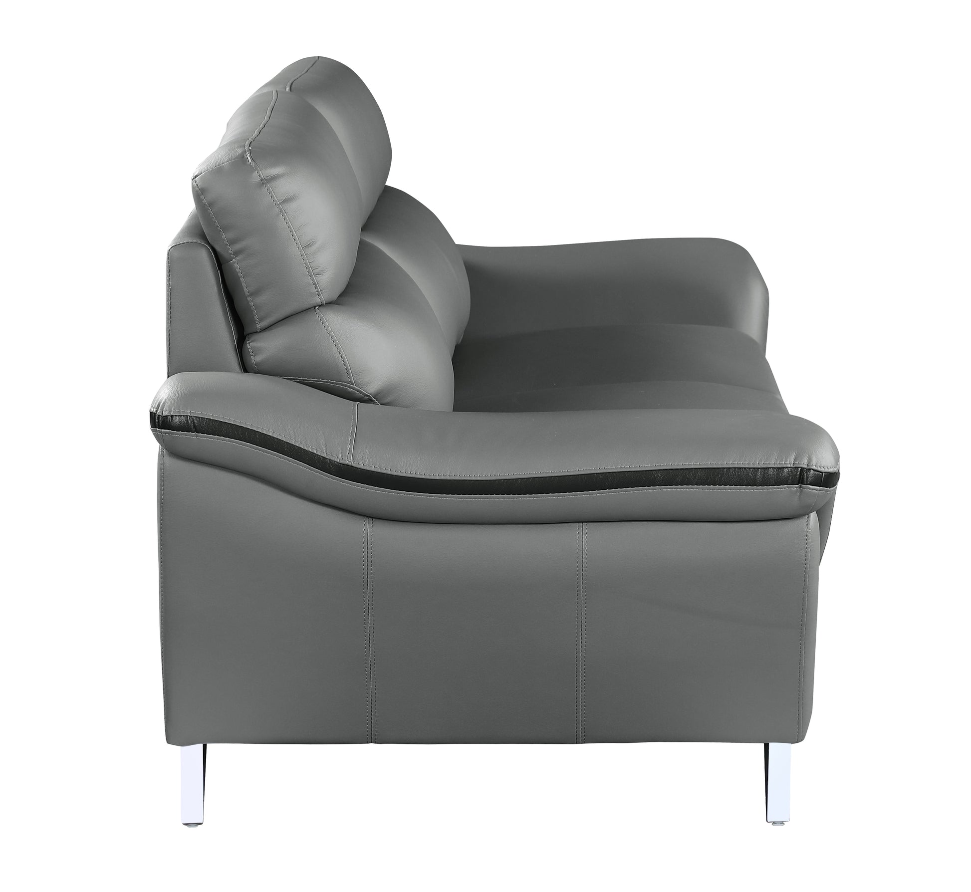 Genuine Leather Loveseat Gray Foam Leather