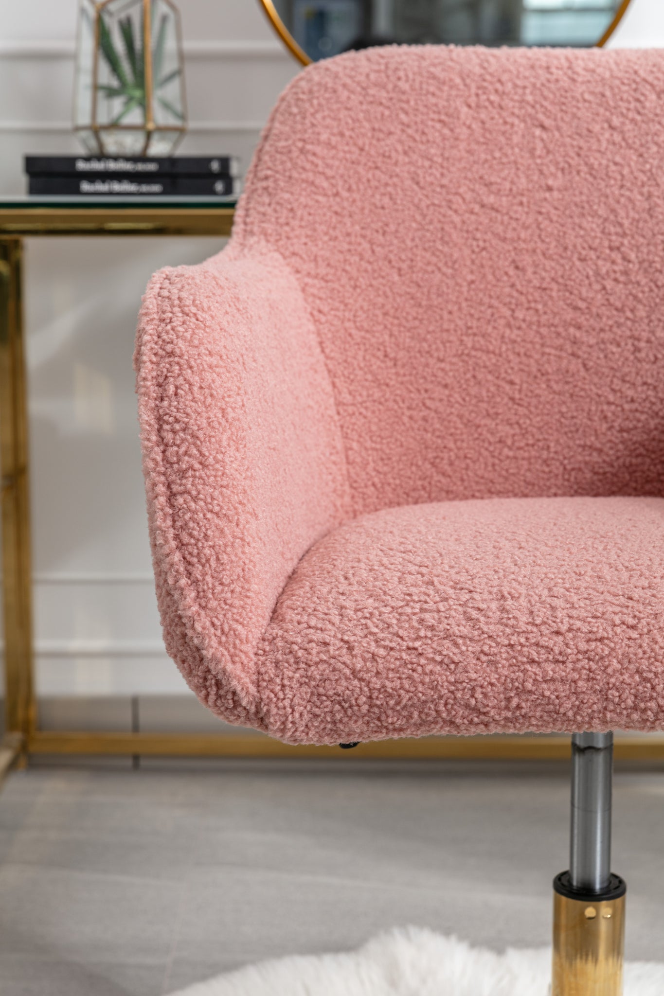 Modern Teddy Fabric Material Adjustable Height 360 pink teddy-foam-wool