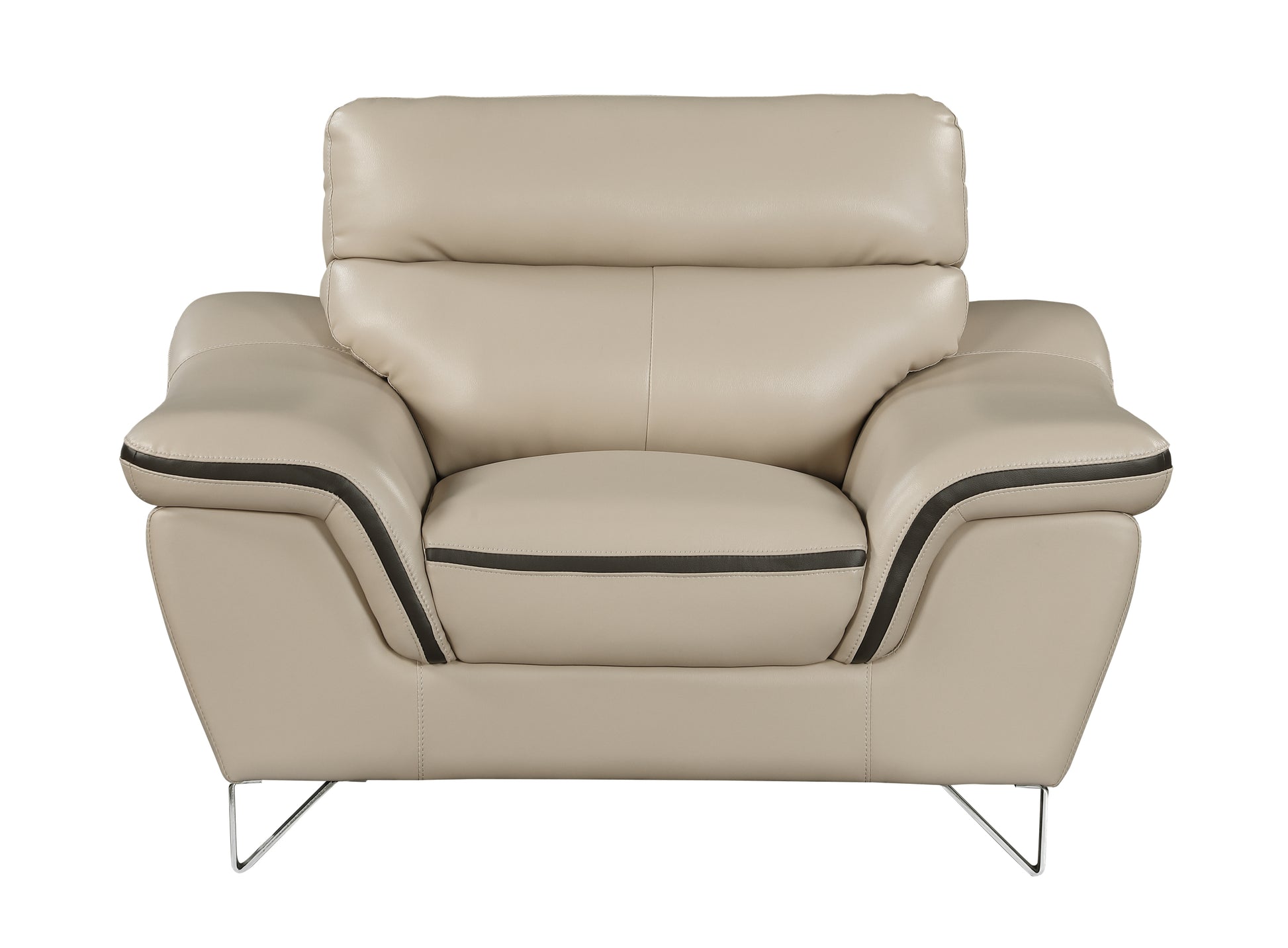Genuine Leather Chair Beige Foam Leather