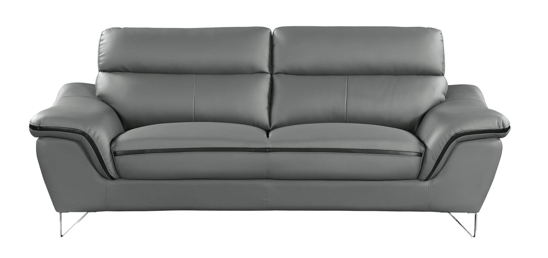 Genuine Leather Loveseat Gray Foam Leather