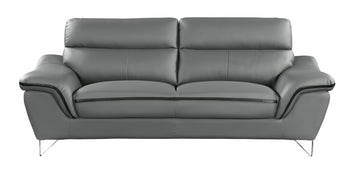 Genuine Leather Loveseat Gray Foam Leather