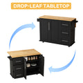 Kitchen Island Cart with 2 Door Cabinet and Three black-mdf