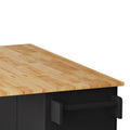 Kitchen Island Cart with 2 Door Cabinet and Three black-mdf