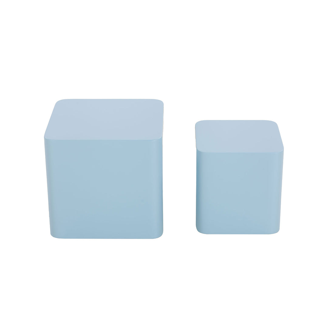 Nesting Table Set Of 2 Mdf Side Table Blue Light Blue Mdf