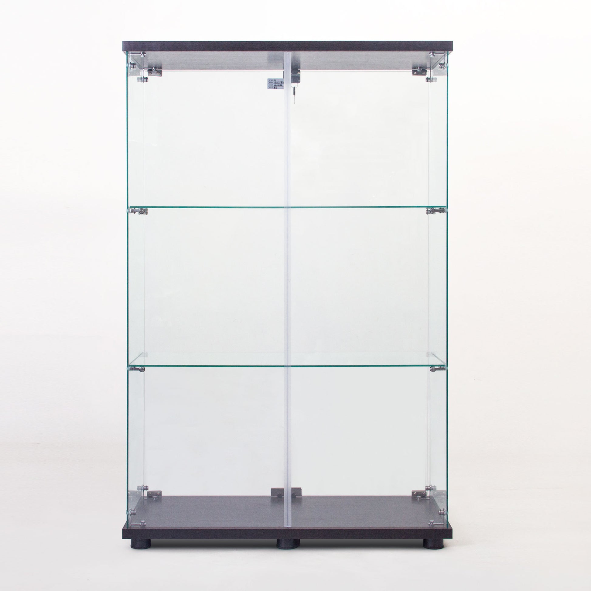 Two Door Glass Display Cabinet 3 Shelves With