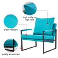 Pu Leather Accent Arm Chair Mid Century Modern Upholstered Armchair With Metal Frame Extra Thick Padded Backrest And Seat Cushion Sofa Chairs For Living Room Cyan Pu Leather Metal Foam Sf 008 Cyan Foam Pu