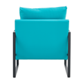 Pu Leather Accent Arm Chair Mid Century Modern Upholstered Armchair With Metal Frame Extra Thick Padded Backrest And Seat Cushion Sofa Chairs For Living Room Cyan Pu Leather Metal Foam Sf 008 Cyan Foam Pu