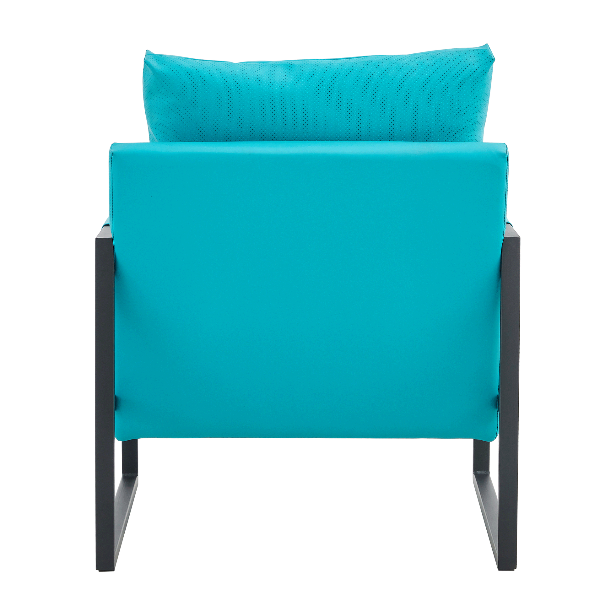 Pu Leather Accent Arm Chair Mid Century Modern Upholstered Armchair With Metal Frame Extra Thick Padded Backrest And Seat Cushion Sofa Chairs For Living Room Cyan Pu Leather Metal Foam Sf 008 Cyan Foam Pu