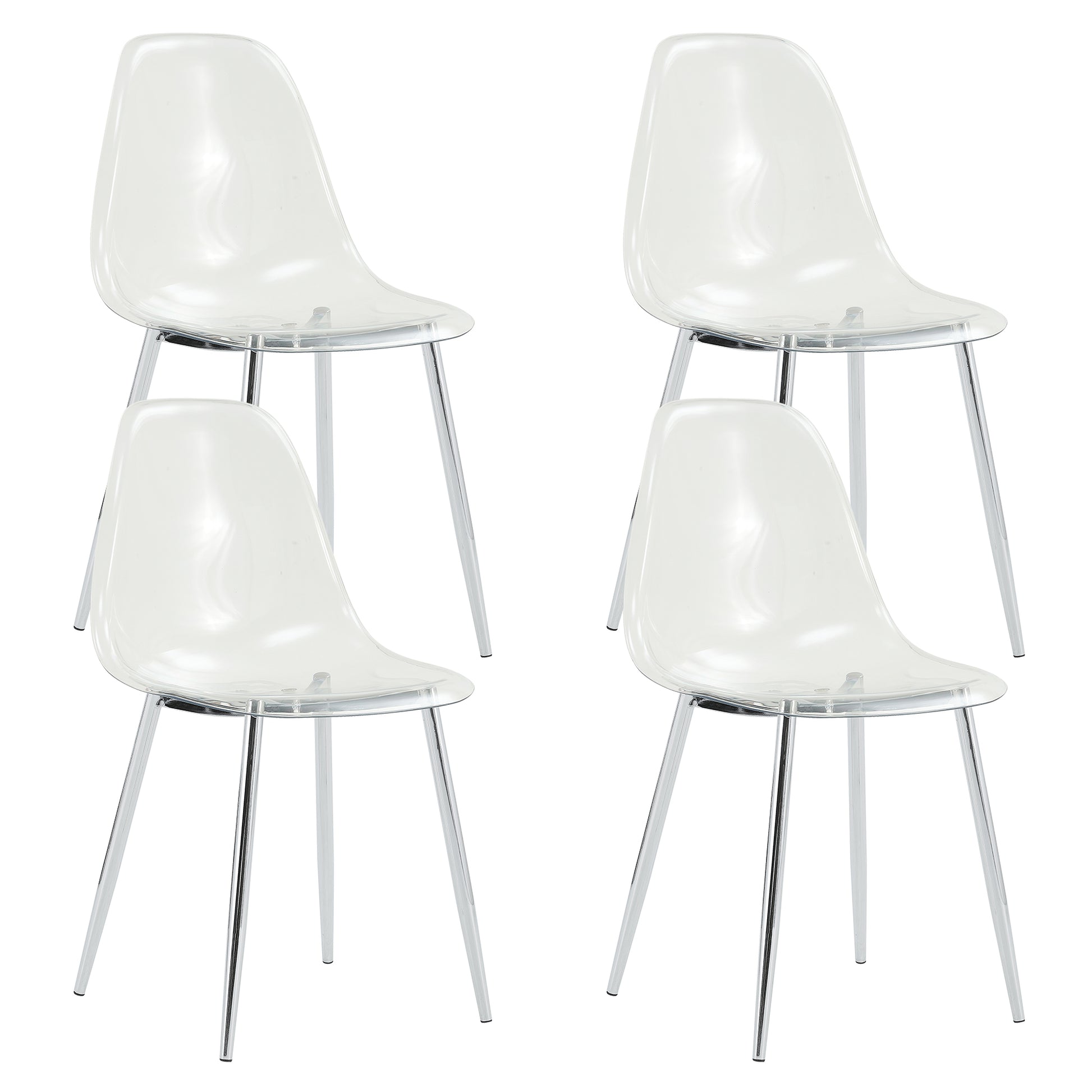 Modern Simple Transparent Dining Chair Plastic Chair Armless Crystal Chair Nordic Creative Makeup Stool Negotiation Chair Set Of 4 And Plating Metal Legw115164140,Tw 1200 Transparent Plastic