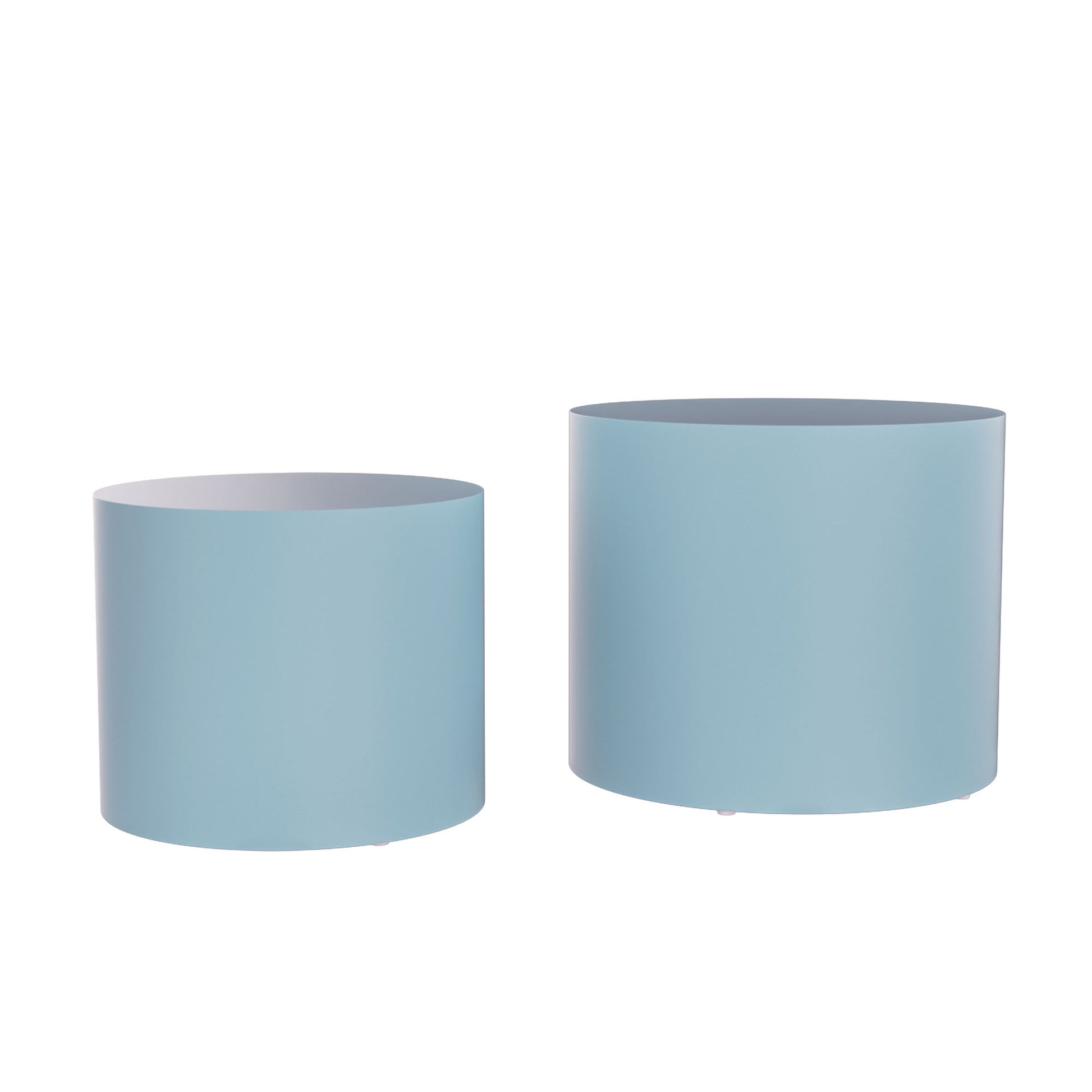 Nesting Table Set Of 2 Mdf Side Table Round Shape Blue Blue Mdf