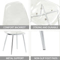 Modern Minimalist Transparent Dining Chair, Plastic Chair, Armless Crystal Chair, Nordic Creative Makeup Stool, Negotiation Chair, Silver Plated Metal Leg 6 Piece Set, Tw 1200 Silver Metal