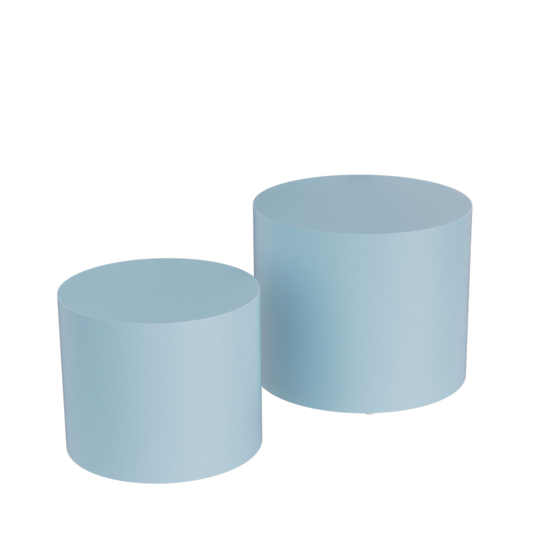 Nesting Table Set Of 2 Mdf Side Table Round Shape Blue Blue Mdf