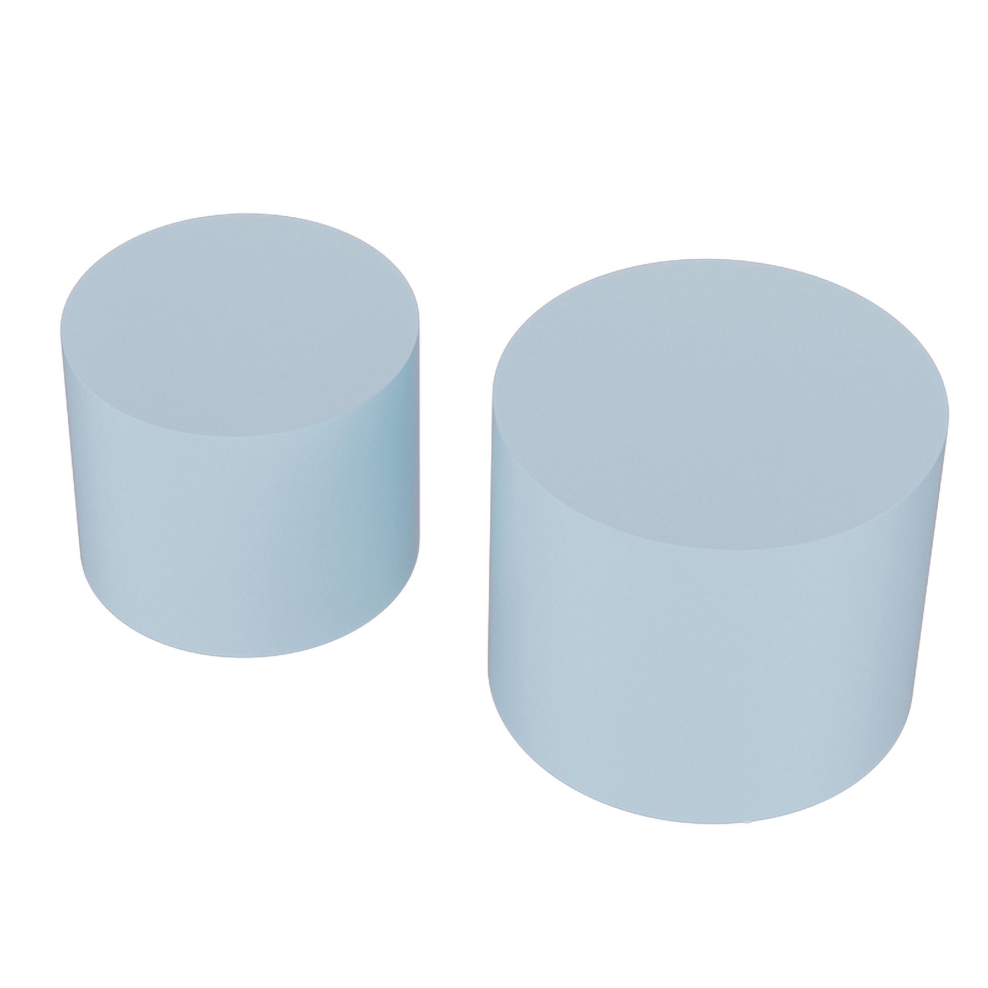 Nesting Table Set Of 2 Mdf Side Table Round Shape Blue Blue Mdf