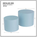 Nesting Table Set Of 2 Mdf Side Table Round Shape Blue Blue Mdf