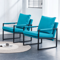 Pu Leather Accent Arm Chair Mid Century Modern Upholstered Armchair With Metal Frame Extra Thick Padded Backrest And Seat Cushion Sofa Chairs For Living Room Cyan Pu Leather Metal Foam Sf 008 Cyan Foam Pu