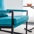 Pu Leather Accent Arm Chair Mid Century Modern Upholstered Armchair With Metal Frame Extra Thick Padded Backrest And Seat Cushion Sofa Chairs For Living Room Cyan Pu Leather Metal Foam Sf 008 Cyan Foam Pu