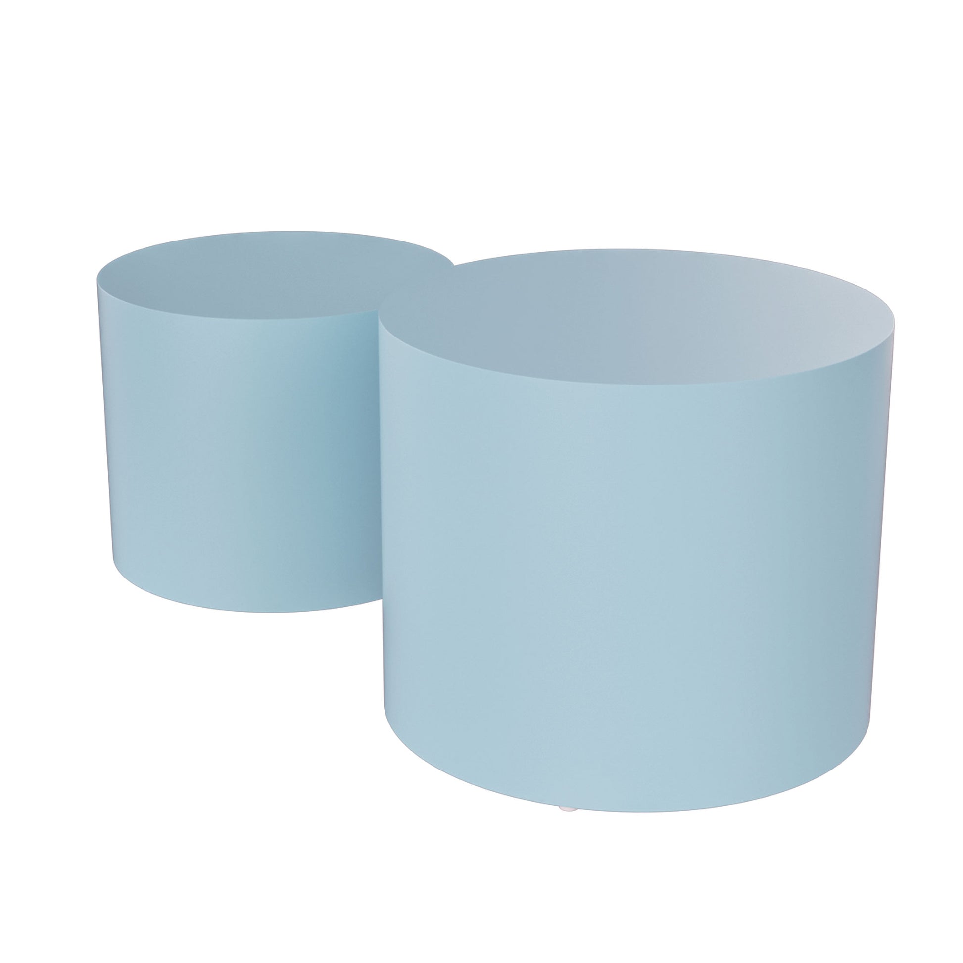 Nesting Table Set Of 2 Mdf Side Table Round Shape Blue Blue Mdf