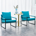 Pu Leather Accent Arm Chair Mid Century Modern Upholstered Armchair With Metal Frame Extra Thick Padded Backrest And Seat Cushion Sofa Chairs For Living Room Cyan Pu Leather Metal Foam Sf 008 Cyan Foam Pu