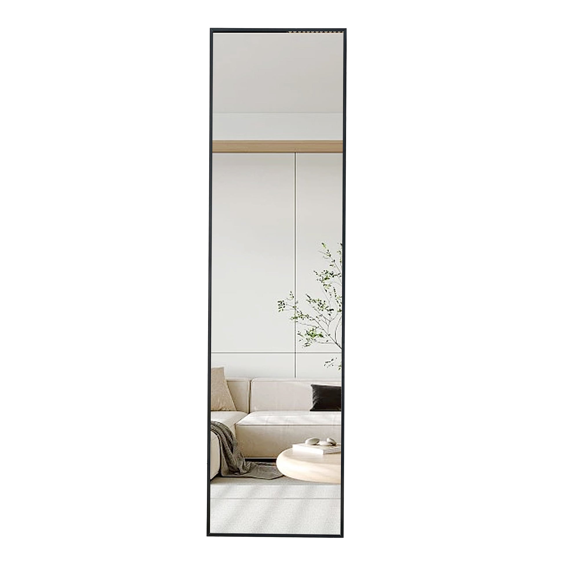 Full Length Mirror Aluminium Alloy Metal Frame Wall Mounted Full Body Mirror ,Bathroom Vanity Mirror, Bedroom Home Porch, Decorative Mirror, Clothing Store Black 48"*13.8"W115158169 Black Glass