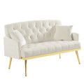 CREAM WHITE 2 SEATER SOFA cream white-wood-tufted back-velvet-2 seat