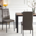 Grey Velvet High Back Nordic Dining Chair Modern Fabric Chair With Black Legs, Set Of 2 Grey Velvet